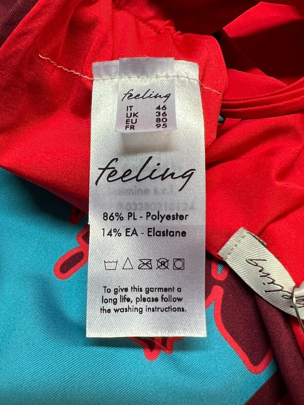 FEELING by JUSTMINE costume intero turchese/rosso/amarena piazzata FCOINSS24-A801 6059 MADE IN ITALY