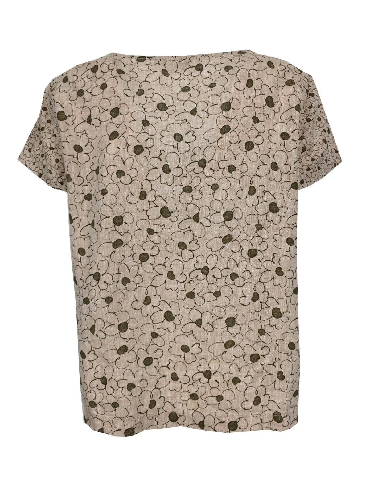 ETICI blusa donna fantasia fiori E1/3848 50% cotone 50% lino MADE IN ITALY
