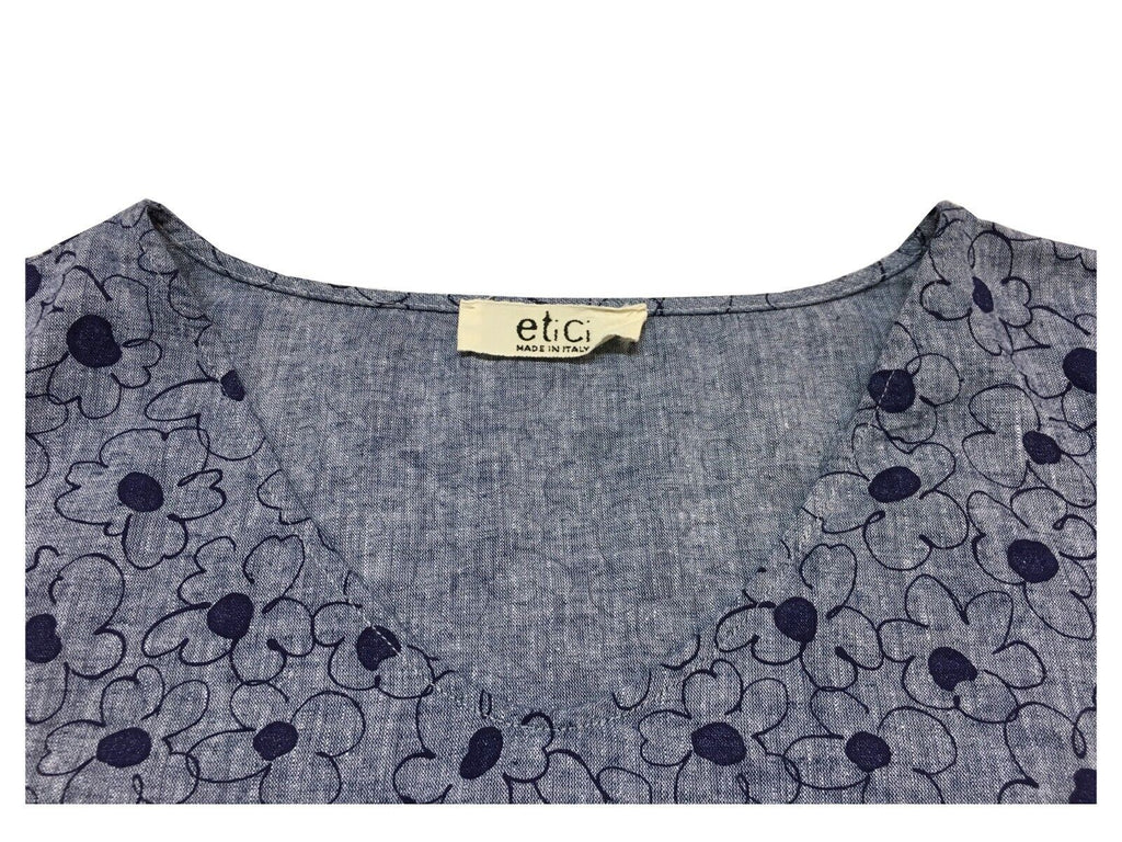ETICI blusa donna fantasia fiori E1/3848 50% cotone 50% lino MADE IN ITALY