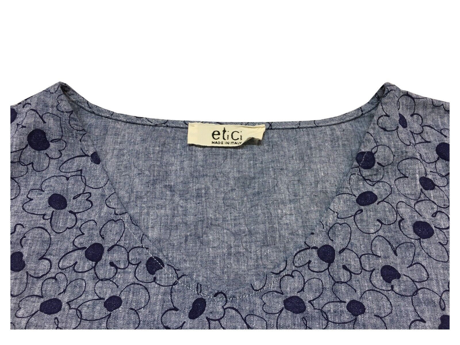 ETICI blusa donna fantasia fiori E1/3848 50% cotone 50% lino MADE IN ITALY