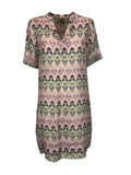 LA FEE MARABOUTEE abito donna fantasia rosa/acqua PENELA 100% Lino MADE IN ITALY