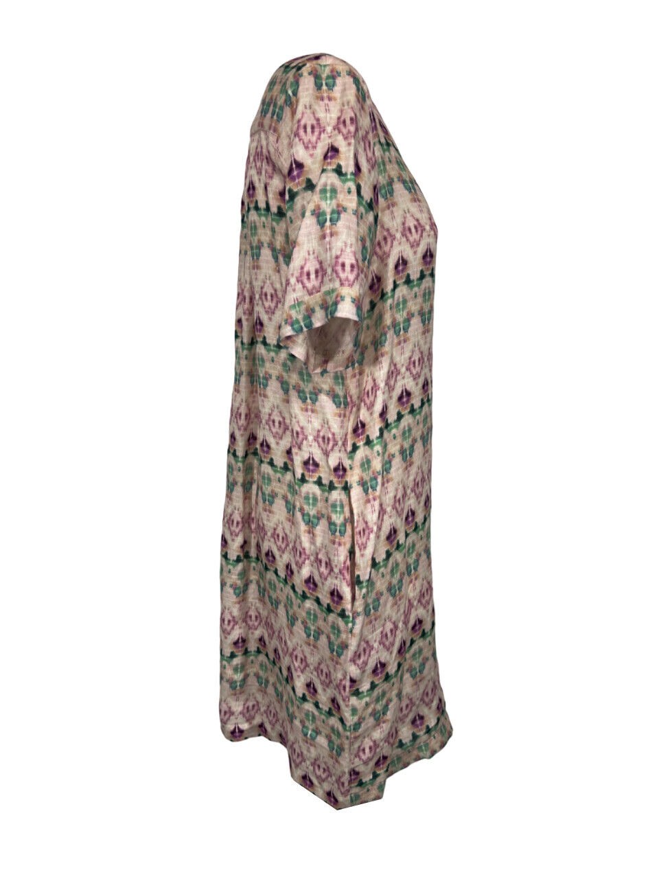 LA FEE MARABOUTEE abito donna fantasia rosa/acqua PENELA 100% Lino MADE IN ITALY