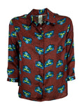 IL THE DELLE 5 camicia donna bordeaux fantasia tiger SPOON 56ST TIGER MADE IN ITALY