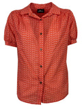 JUSTMINE camicia donna arancio scuro/bianco JABCMSS24-F1298 MADE IN ITALY