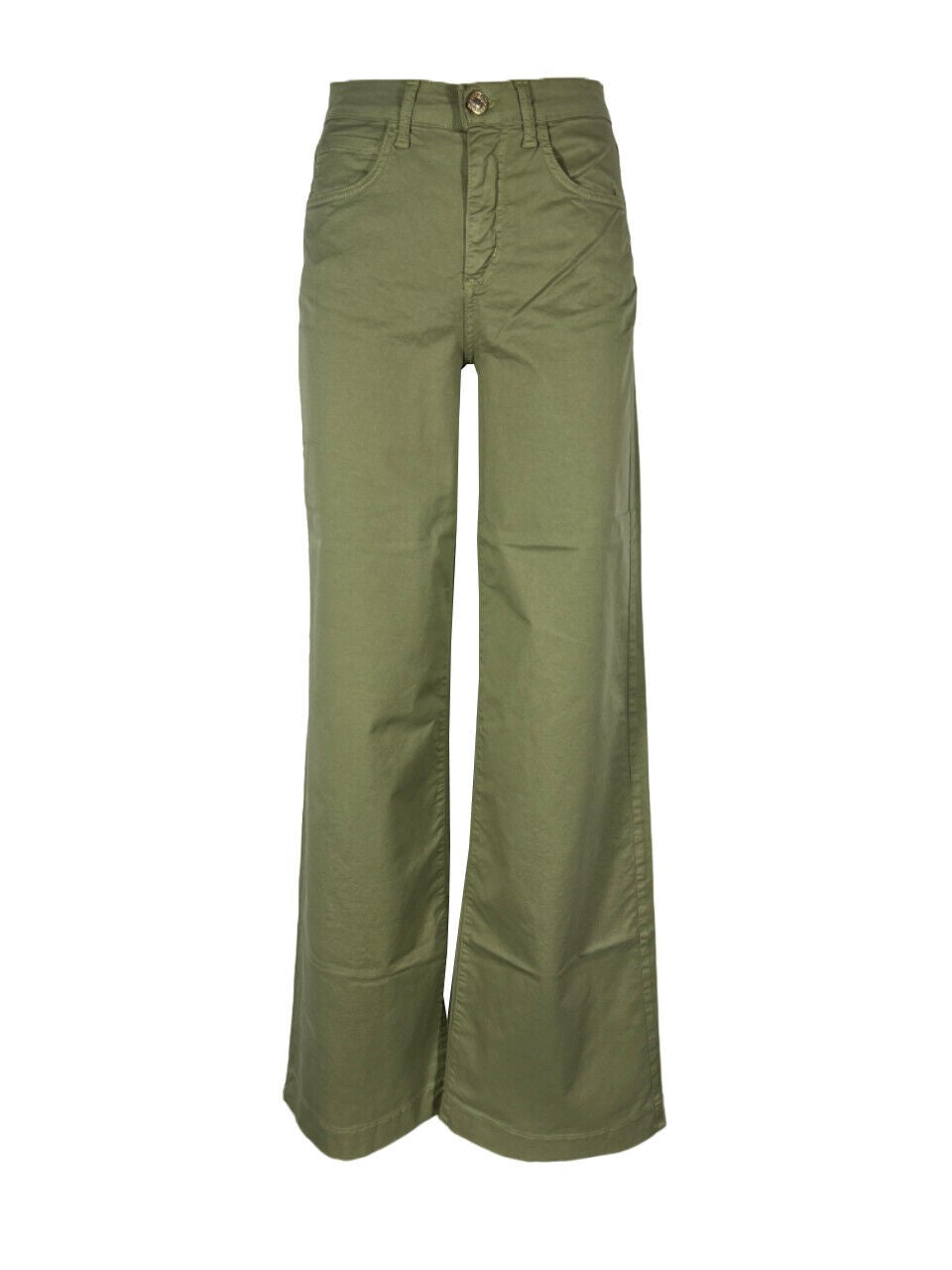 J-CUBE jeans donna palazzo cotone verde salvia MILA GABARDINA MADE IN ITALY