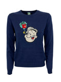 IL THE DELLE 5 maglia donna girocollo blu con applicazioni perle LISA POPEYE