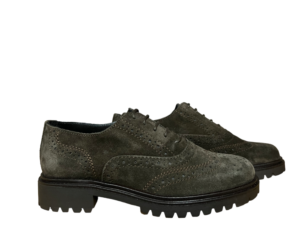 FRANCESCO BRUNELLI scarpa donna derby allacciata camoscio marrone BP4134