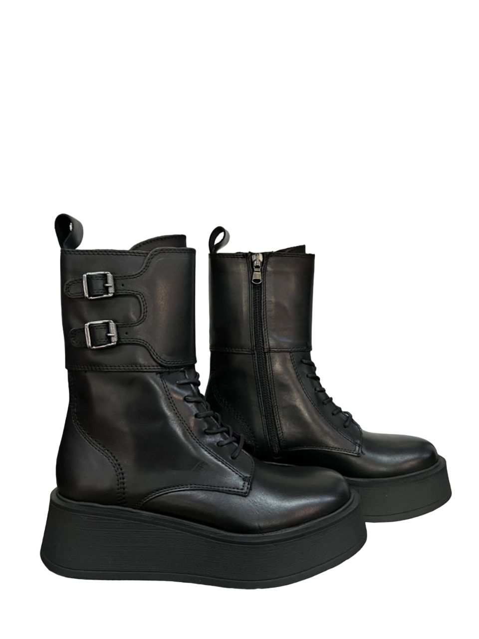 FRANCESCO BRUNELLI anfibio donna pelle nero BZ4743 100% pelle