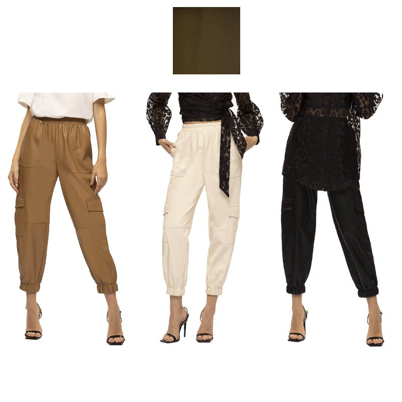 KORALLINE pantalone donna ecopelle cargo 103 50% poliuretano 50% poliestere