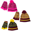JUSTMINE set donna cappello fantasia con pon pon e guanti corti K214 1102 MADE IN ITALY