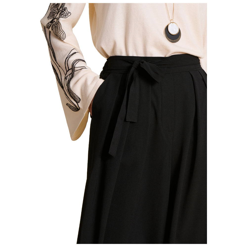 LA FEE MARABOUTEE pantalone donna nero ampio vita alta ESPO-C