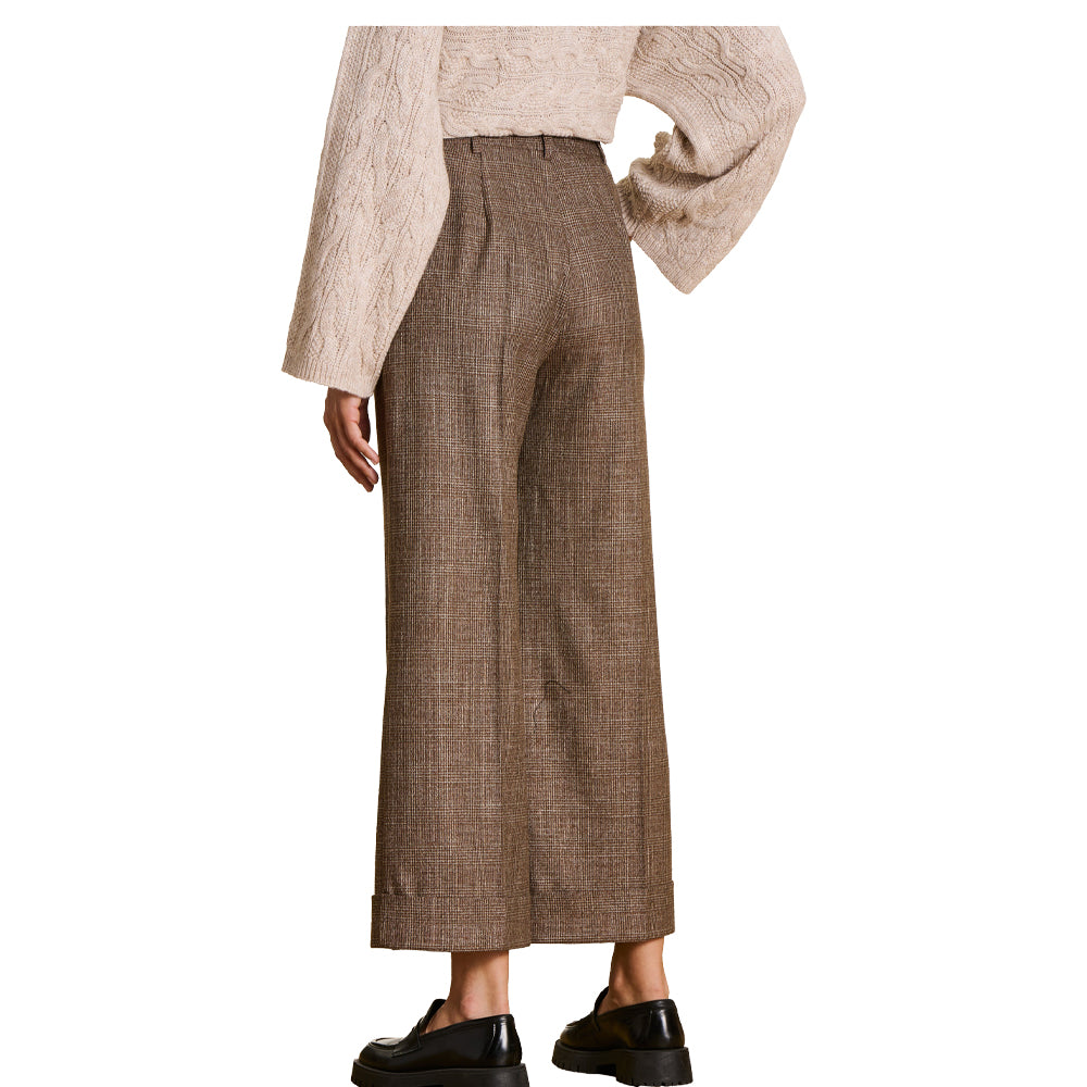 LA FEE MARABOUTEE pantalone donna principe di galles marrone/beige ENIK-P