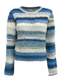 LA FEE MARABOUTEE maglia girocollo fantasia righe multicolor ZAKRI MADE IN ITALY