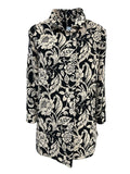 GUTTHA MILANO giaccone donna damascato nero fiori ecru GUT24077 PASU MADE IN ITALY