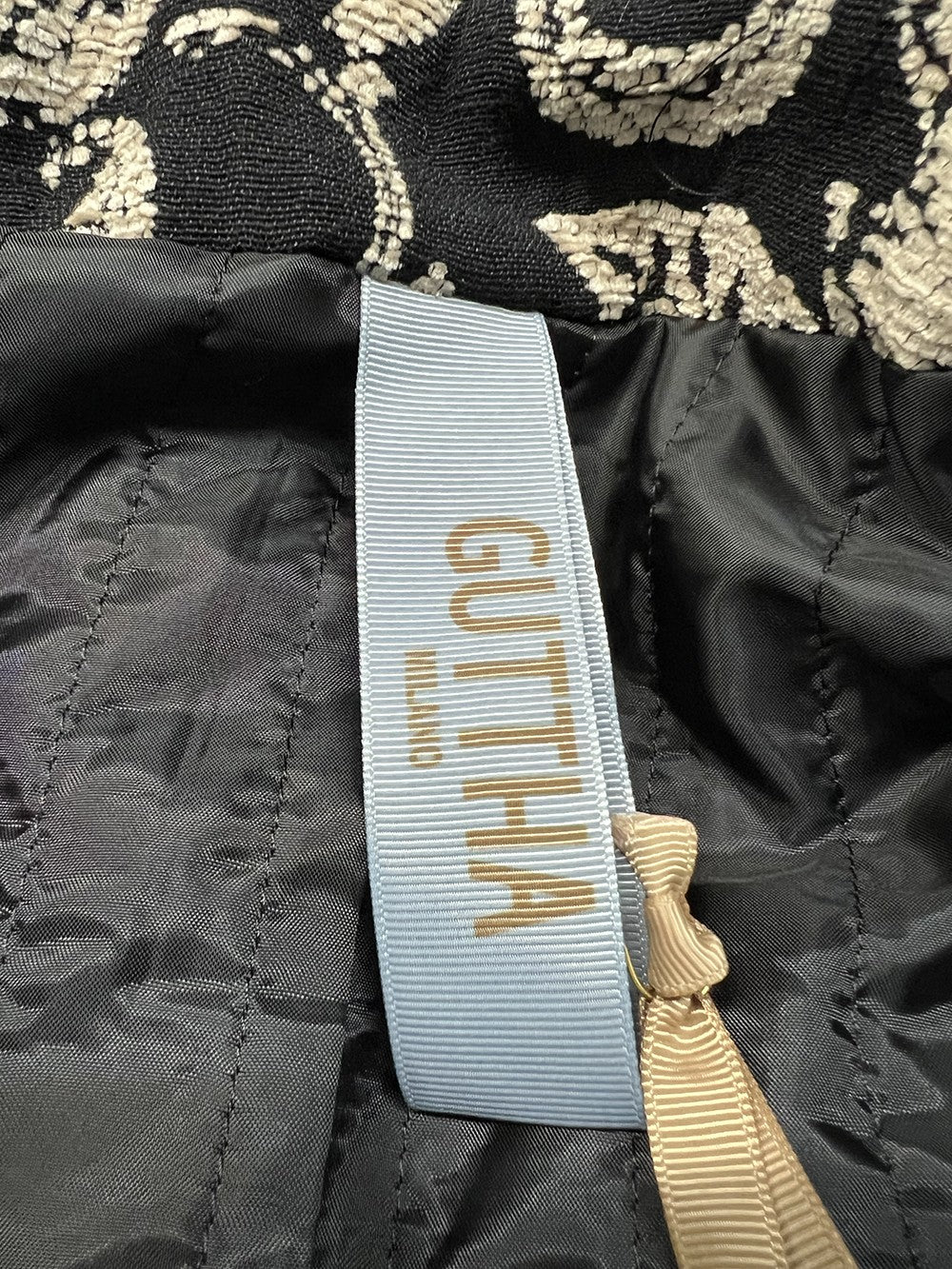 GUTTHA MILANO cappotto donna damascato nero fiori ecru GUT24052 PASU MADE IN ITALY