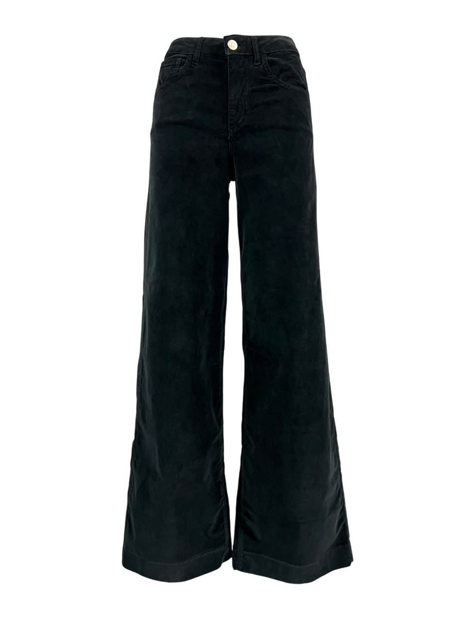 J-CUBE jeans donna palazzo velluto liscio nero MILA MADE IN ITALY