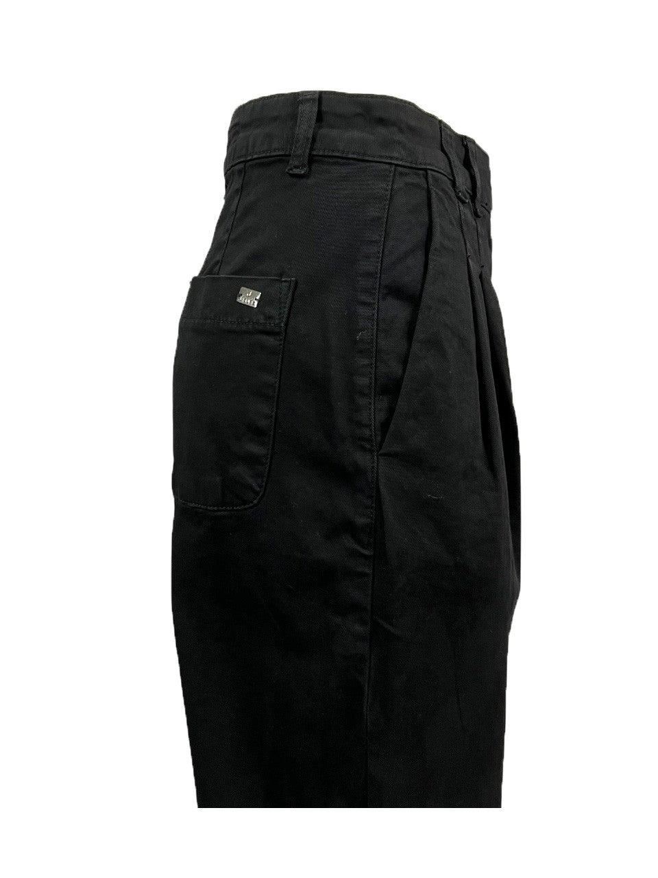 J-CUBE pantalone donna cotone pesante nero palazzo NARCISO GABARDINA MADE IN ITALY