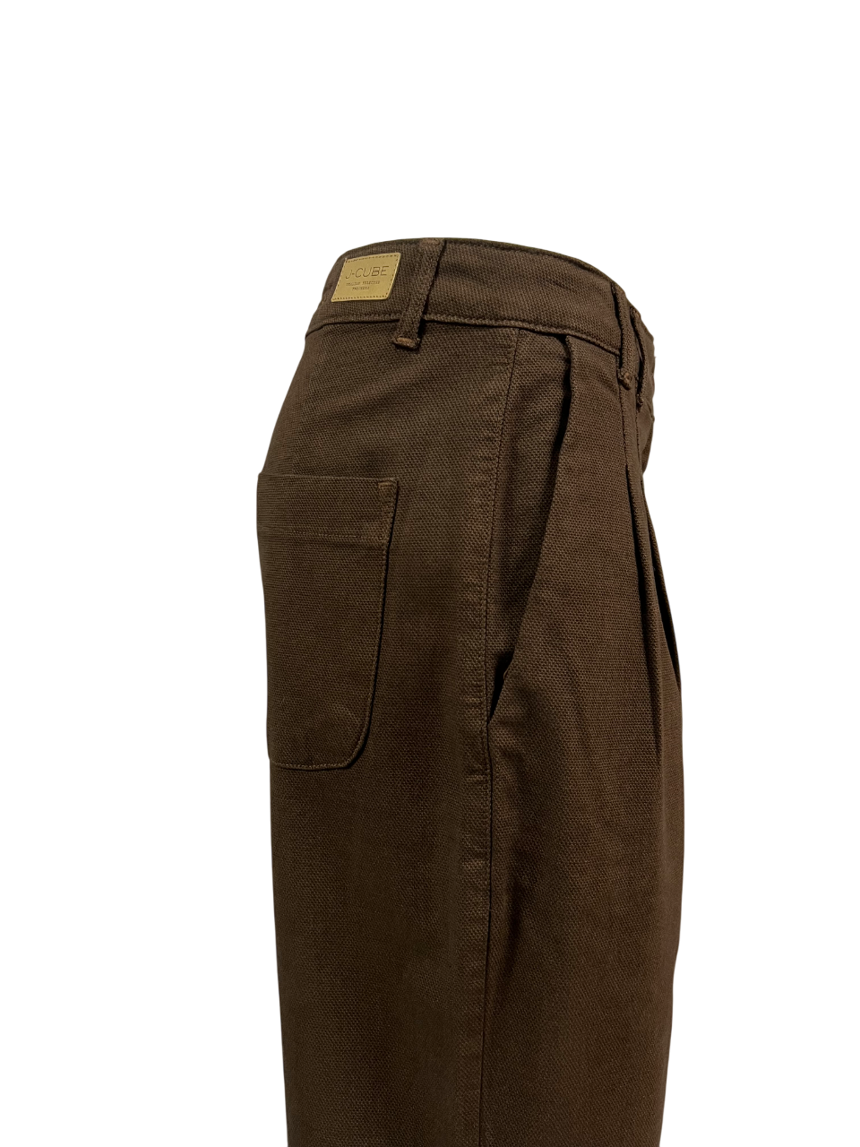J-CUBE pantalone donna cotone pesante marrone armaturato a palazzo NARCISO TWEED MADE IN ITALY