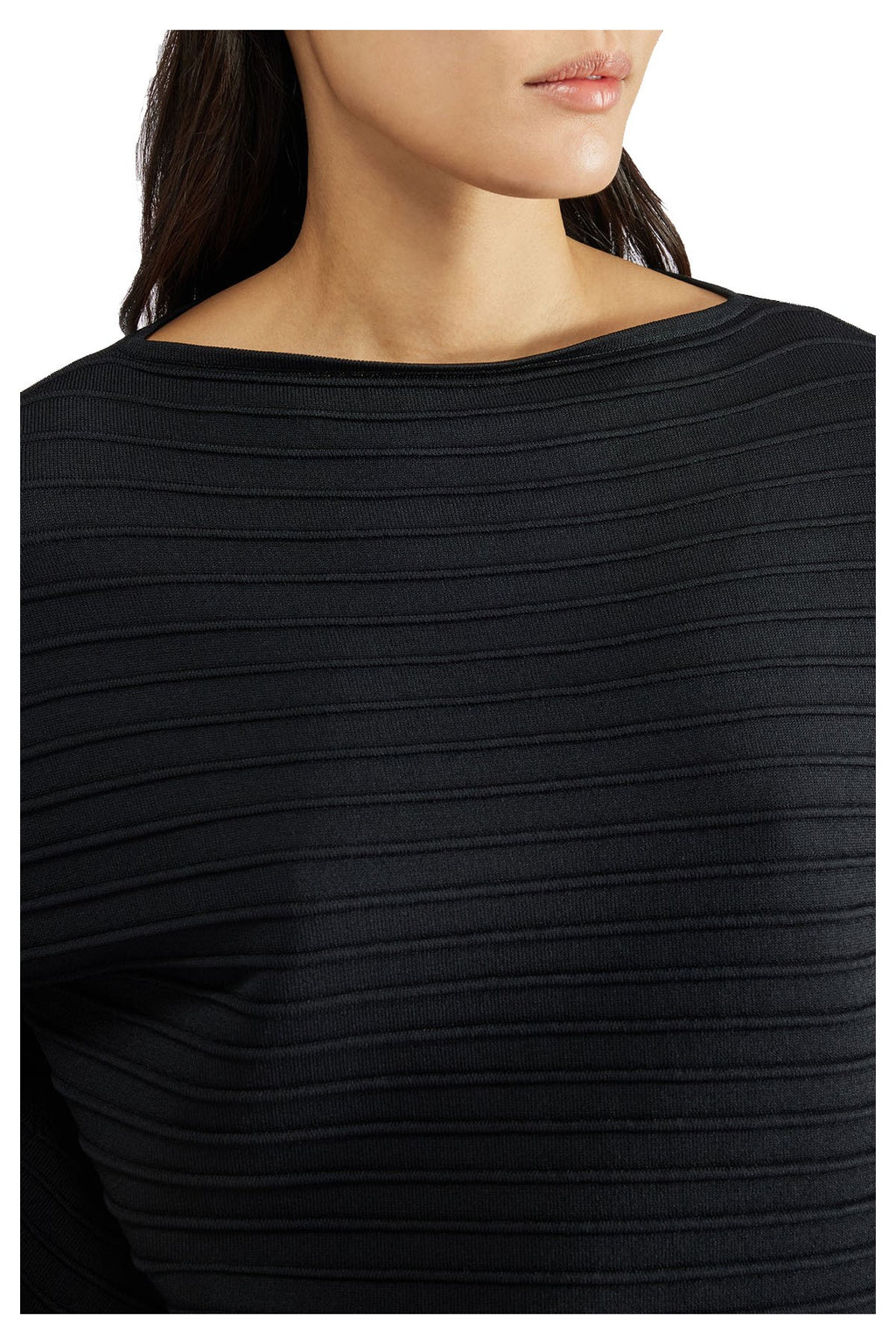 LIVIANA CONTI maglia motivo a rilievo nero profili blu a scatola F5SA42 MADE IN ITALY
