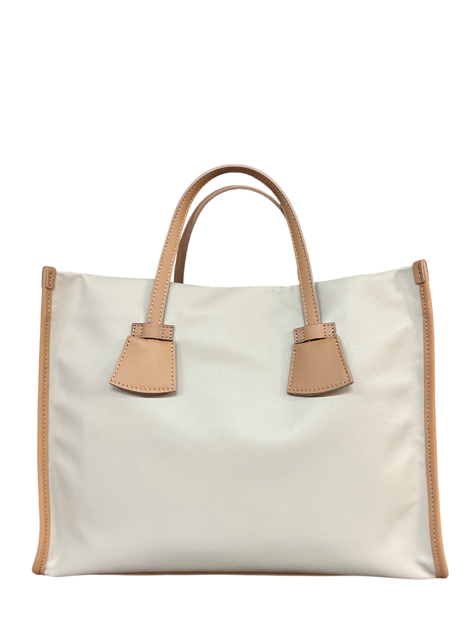 RIPANI borsa donna bicolore perla/nocciola con logo in contrasto E621LL ALDA 100% pelle MADE IN ITALY