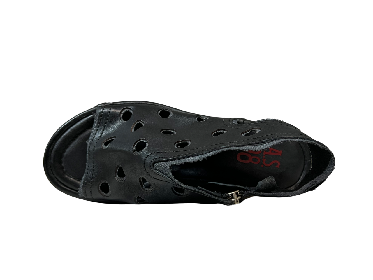 A.S. 98 scarpa donna con buchi nera/smoke aperta in punta e al tallone  B99006 100% pelle