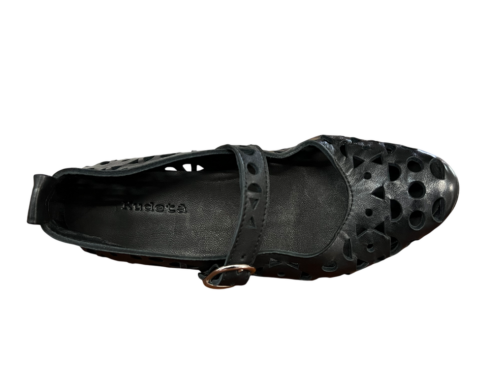 KUDETA’ ballerina donna pelle traforata nera 514406 FAR WEST MADE IN ITALY