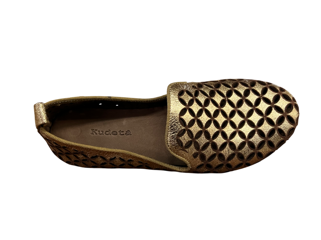 KUDETA’ scarpa donna traforata laminata oro 314102 LAME’ MADE IN ITALY