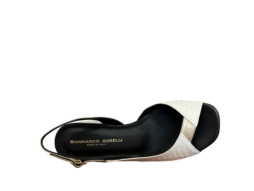 GIANMARCO SORELLI sandalo multimateriale burro/oro 3007/ROMY MADE IN ITALY