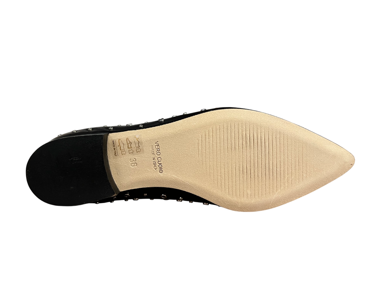 UPPER CLASS ballerina pelle nera con borchie argento a punta 4101 MADE IN ITALY