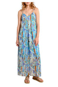 MOLLY BRACKEN abito donna lungo azzurro multicolor T1976DE 100% poliestere