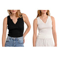MOLLY BRACKEN canotta donna a costine con bordi pizzo E1733DP 68% viscosa 32% poliammide