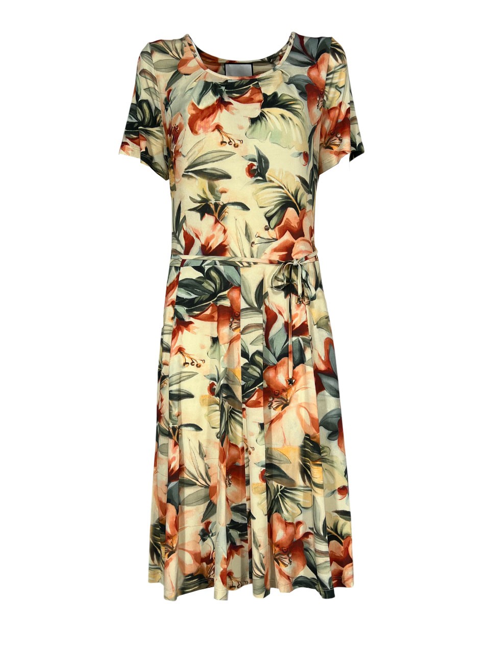 THE ABITO MILANO abito jersey viscosa stampa floreale beige multicolor AB16JS FLOWER MADE IN ITALY