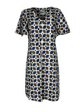 THE ABITO MILANO abito donna cotone stampa macro beige/blu AB79PS MACRO MADE IN ITALY