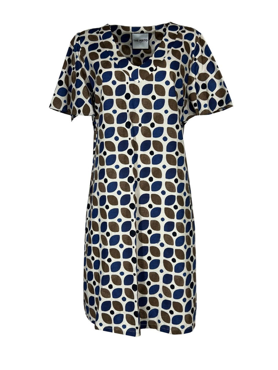 THE ABITO MILANO abito donna cotone stampa macro beige/blu AB79PS MACRO MADE IN ITALY