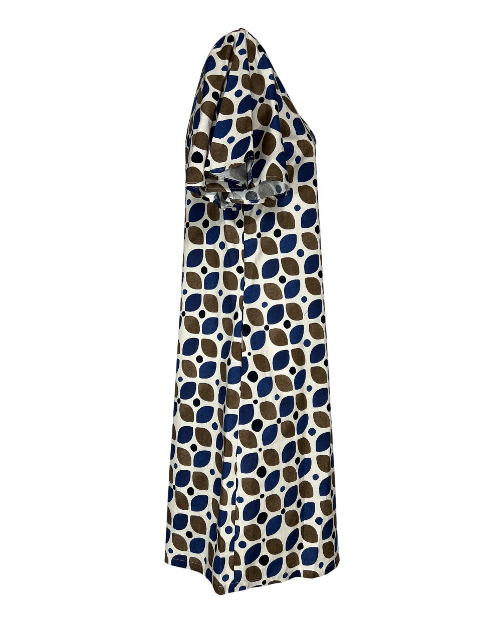 THE ABITO MILANO abito donna cotone stampa macro beige/blu AB79PS MACRO MADE IN ITALY