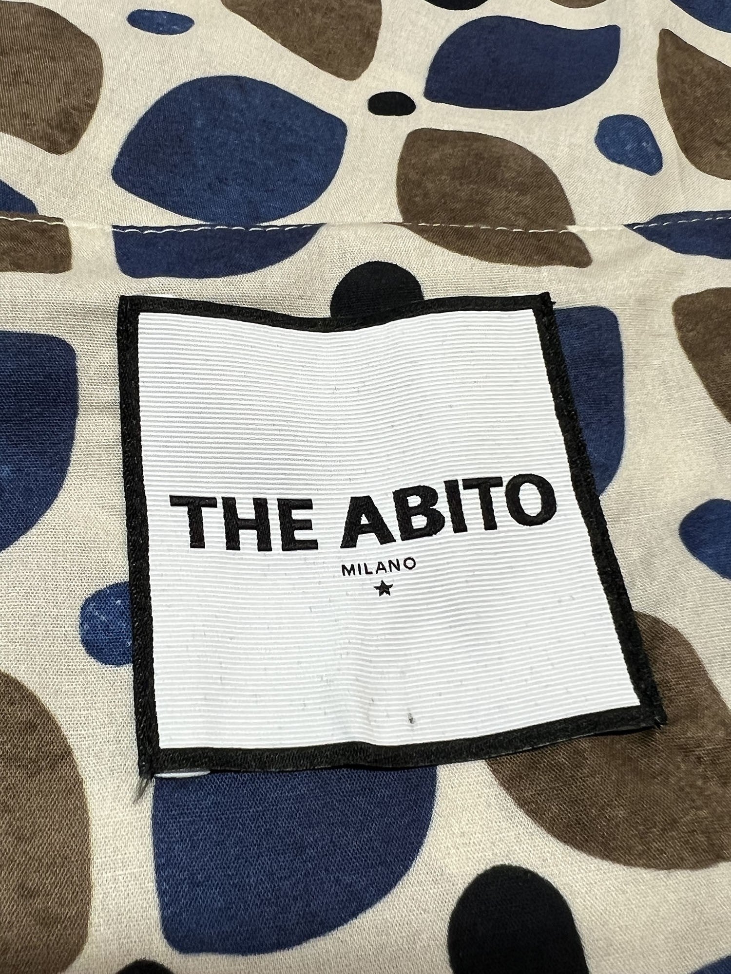 THE ABITO MILANO abito donna cotone stampa macro beige/blu AB79PS MACRO MADE IN ITALY