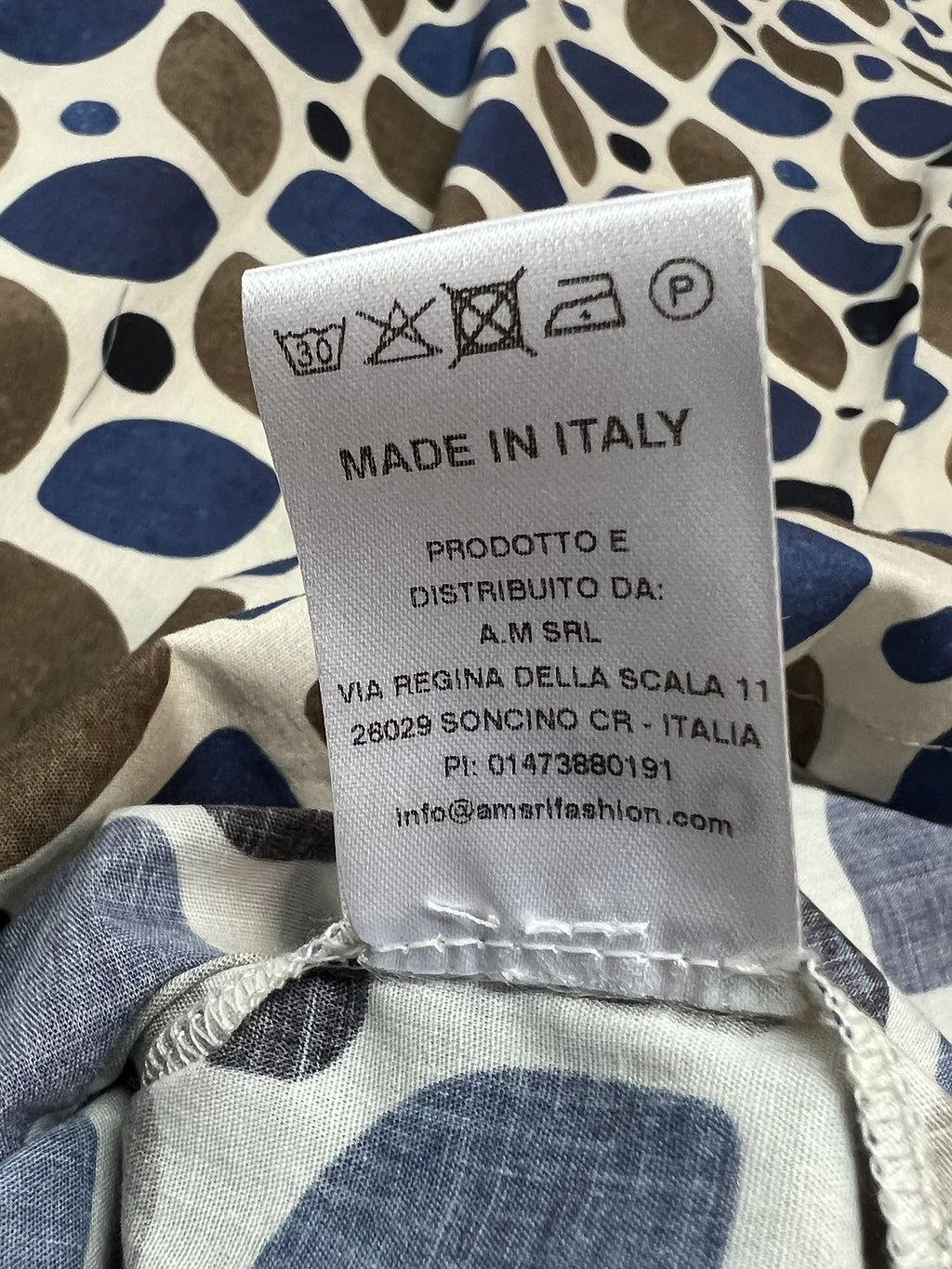 THE ABITO MILANO abito donna cotone stampa macro beige/blu AB79PS MACRO MADE IN ITALY