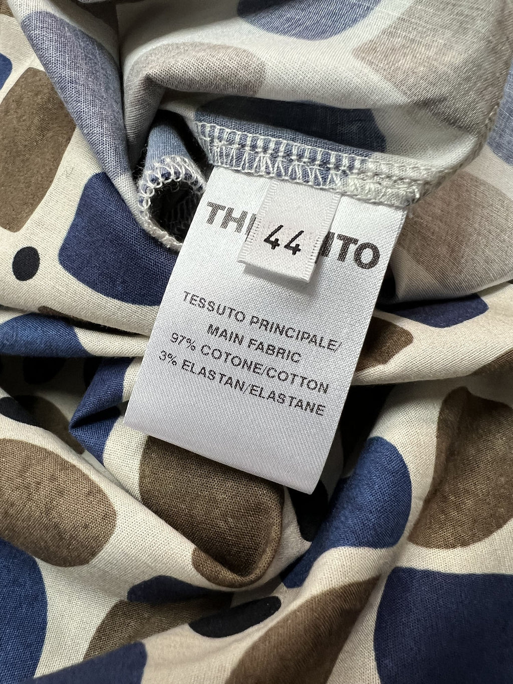 THE ABITO MILANO abito donna cotone stampa macro beige/blu AB79PS MACRO MADE IN ITALY
