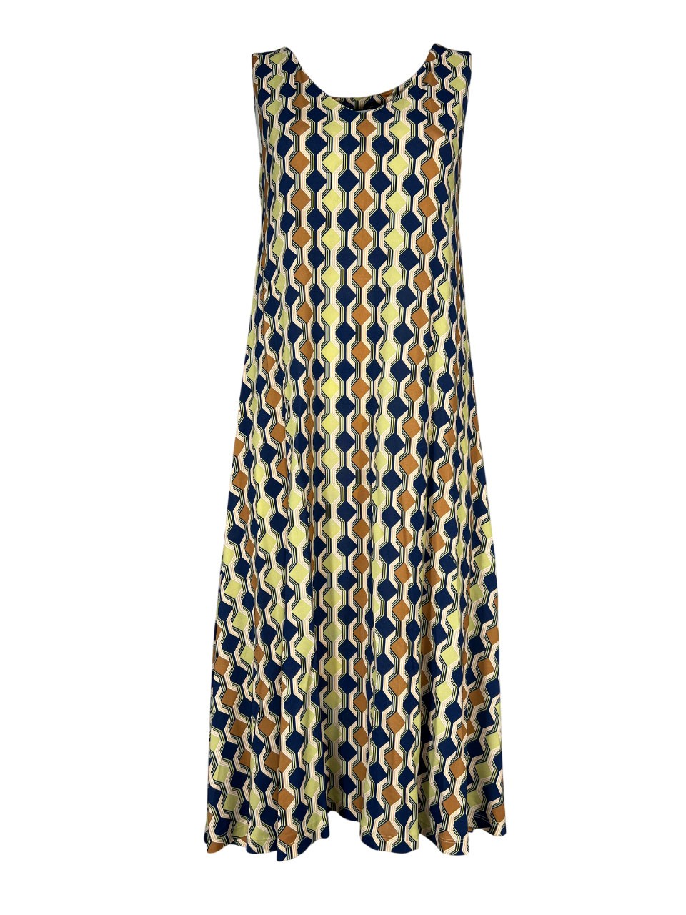 THE ABITO MILANO abito jersey viscosa stampa rombi blu/coccio/lime AB12JS RHOMB MADE IN ITALY