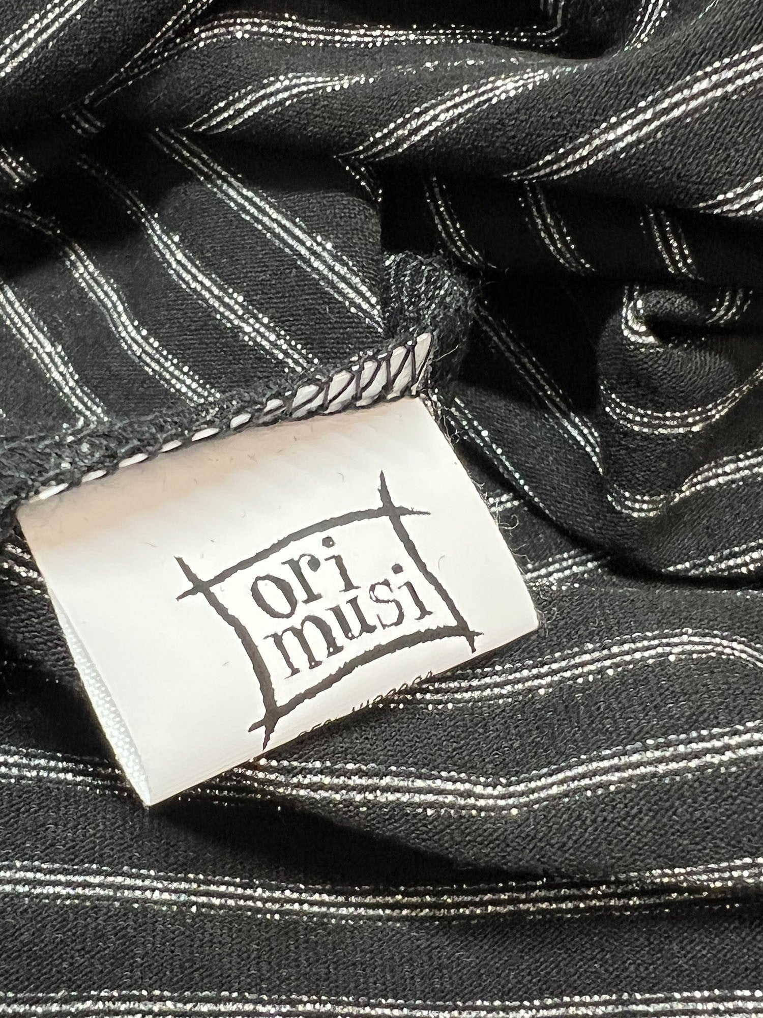 ORIMUSI t-shirt donna svasata a righe piccole CAMELIA LUREX MADE IN ITALY
