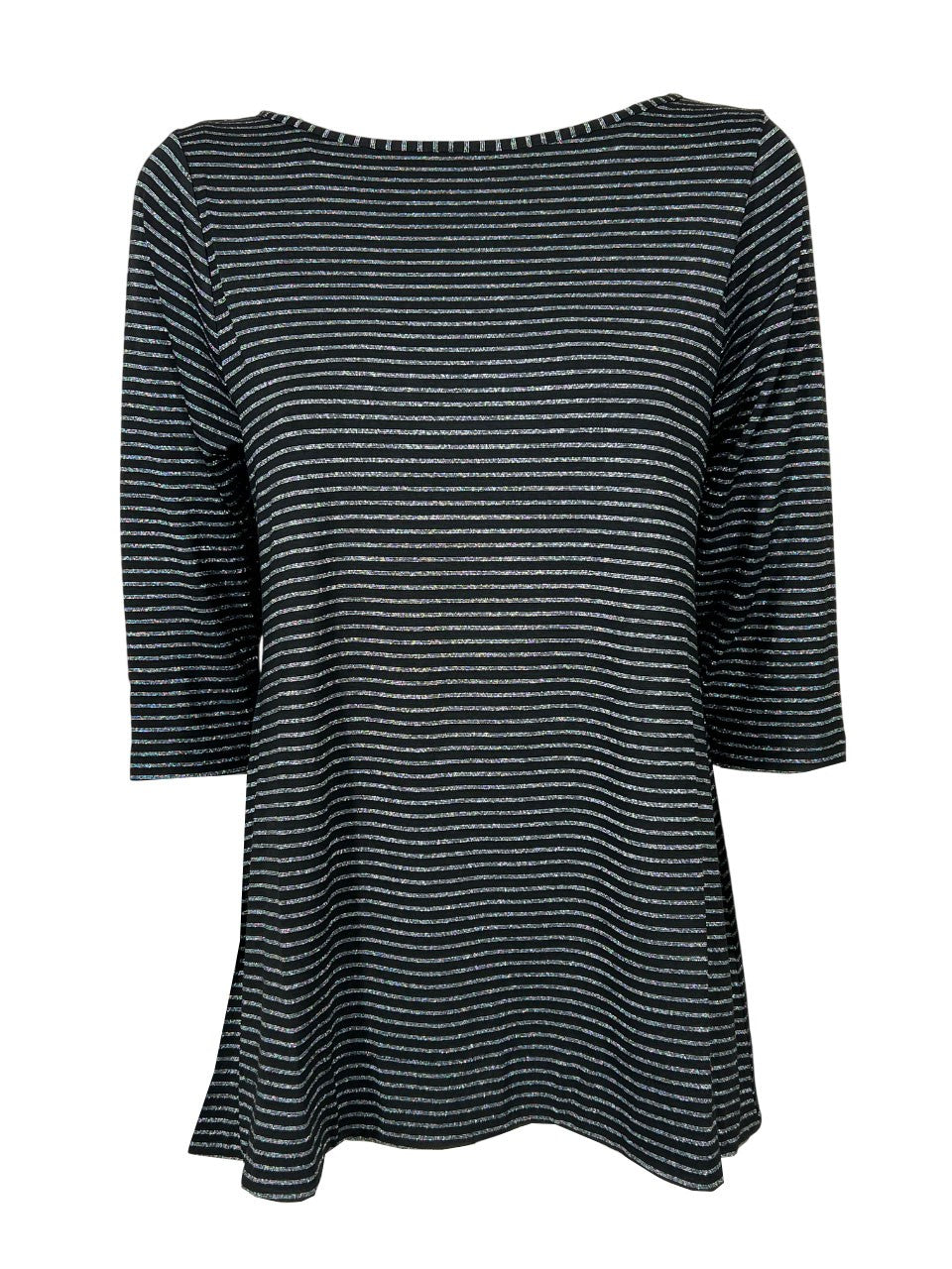 ORIMUSI t-shirt donna svasata a righe piccole CAMELIA LUREX MADE IN ITALY