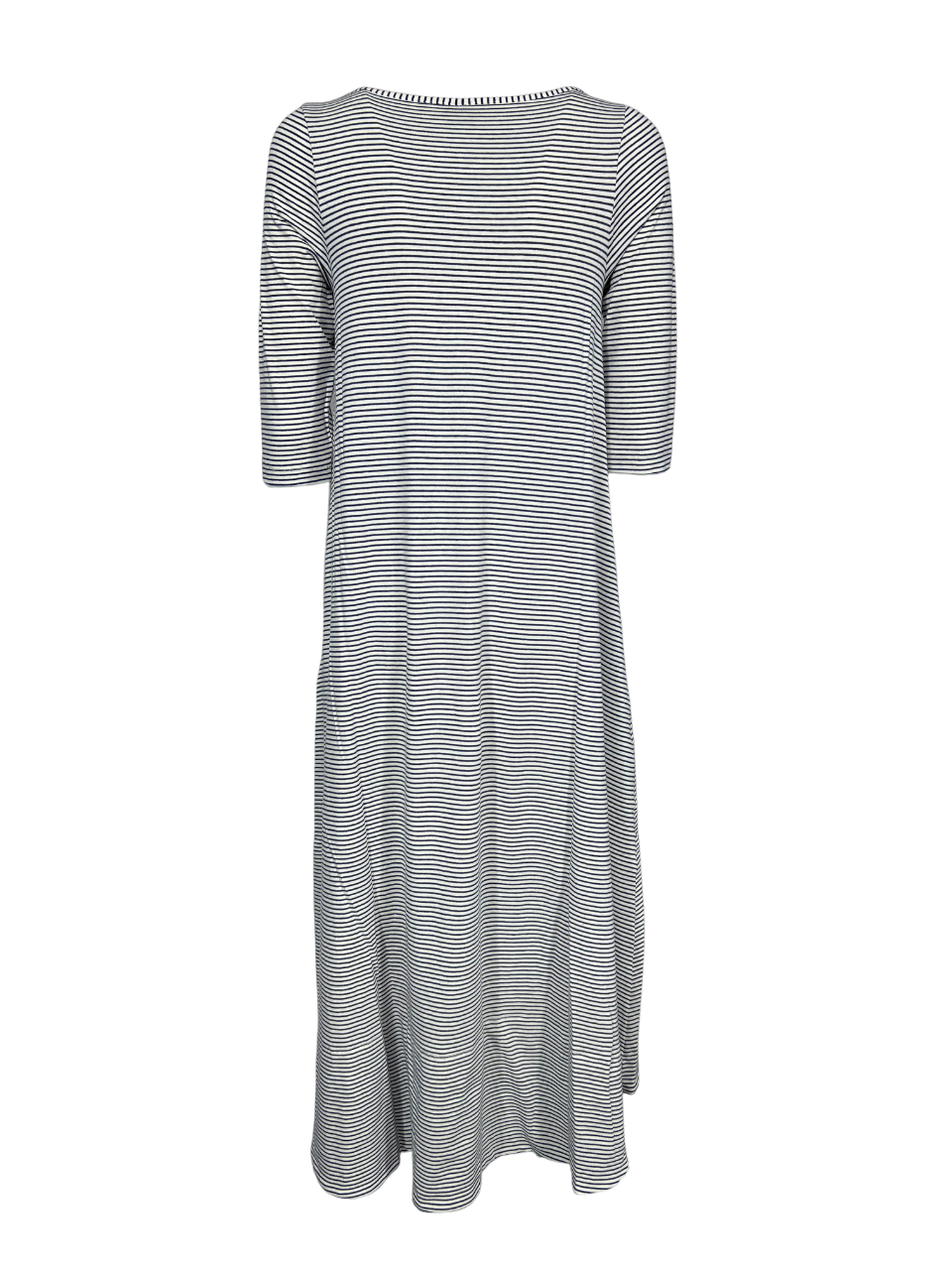 ORIMUSI abito donna lungo svasato righe ecru/blu CACAO MADE IN ITALY