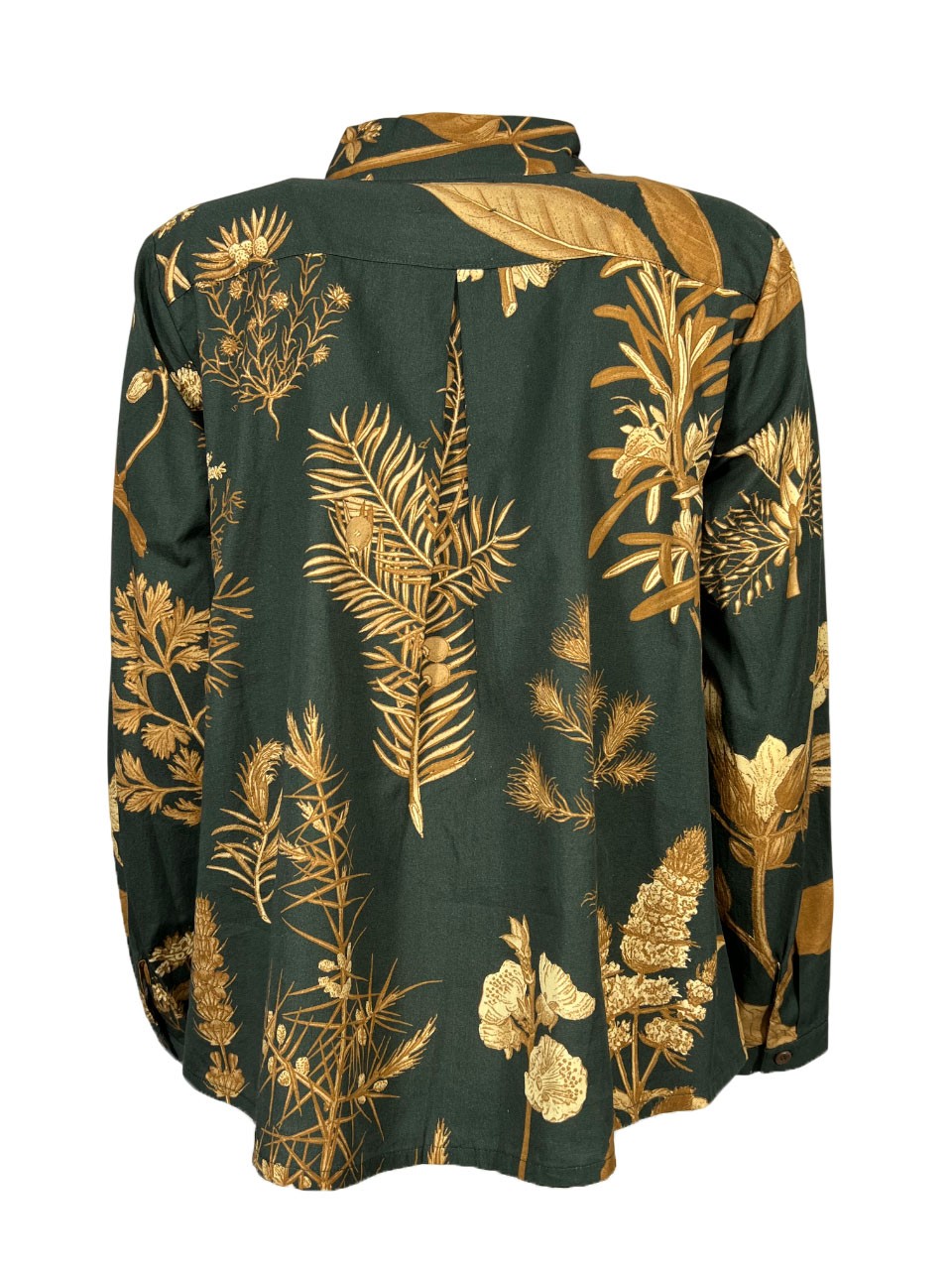 4.10 by BottegaChilometriZero camicia donna fantasia piante militare/cuoio DD25214 E53 MADE IN ITALY