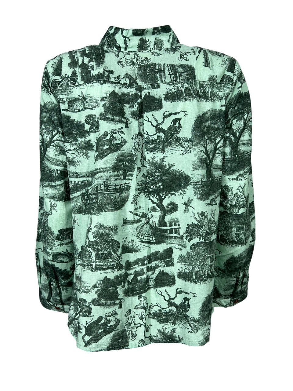 4.10 by BottegaChilometriZero camicia donna fantasia campestre verde acqua DD25214 E70 MADE IN ITALY