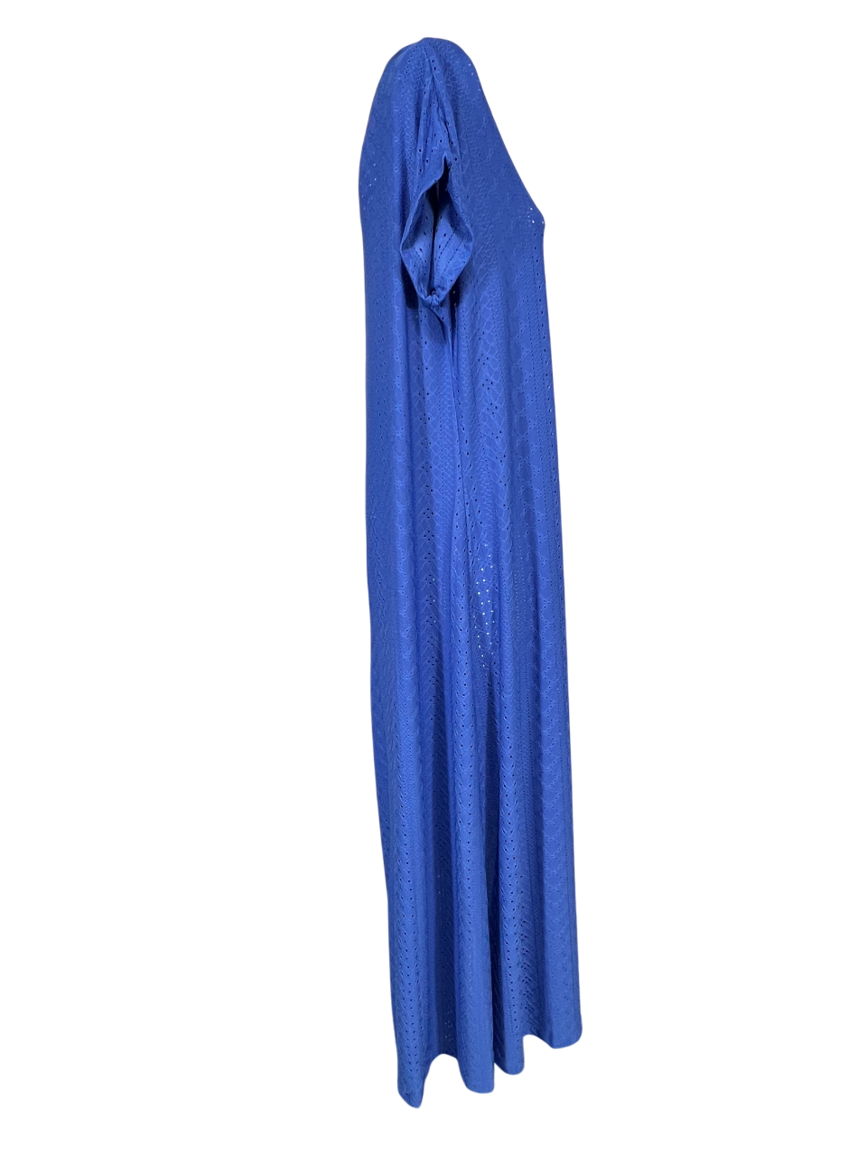 FEELING by JUSTMINE abito donna lungo svasato jersey traforato azzurro E2800 6096 MADE IN ITALY