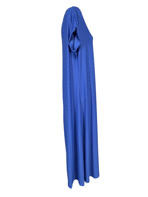 FEELING by JUSTMINE abito donna lungo svasato jersey traforato azzurro E2800 6096 MADE IN ITALY