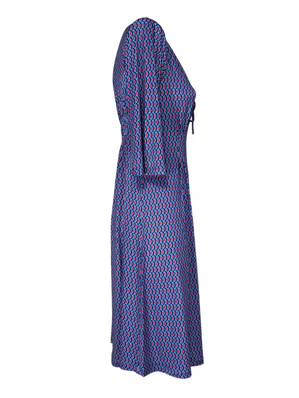 FEELING by JUSTMINE abito svasato azzurro/rosso/blu E2807 6106 KAFTANO CORTO MADE IN ITALY