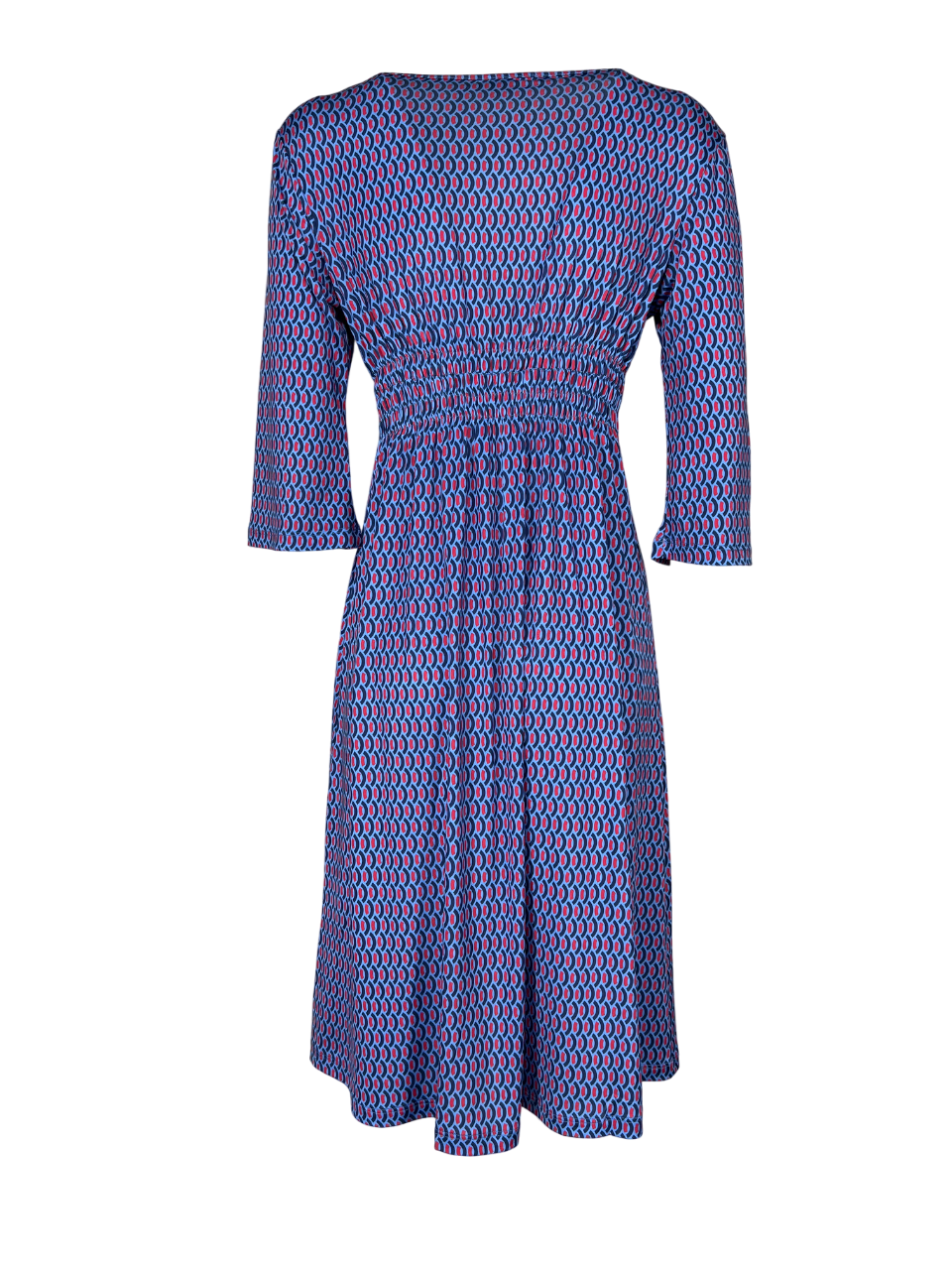 FEELING by JUSTMINE abito svasato azzurro/rosso/blu E2807 6106 KAFTANO CORTO MADE IN ITALY