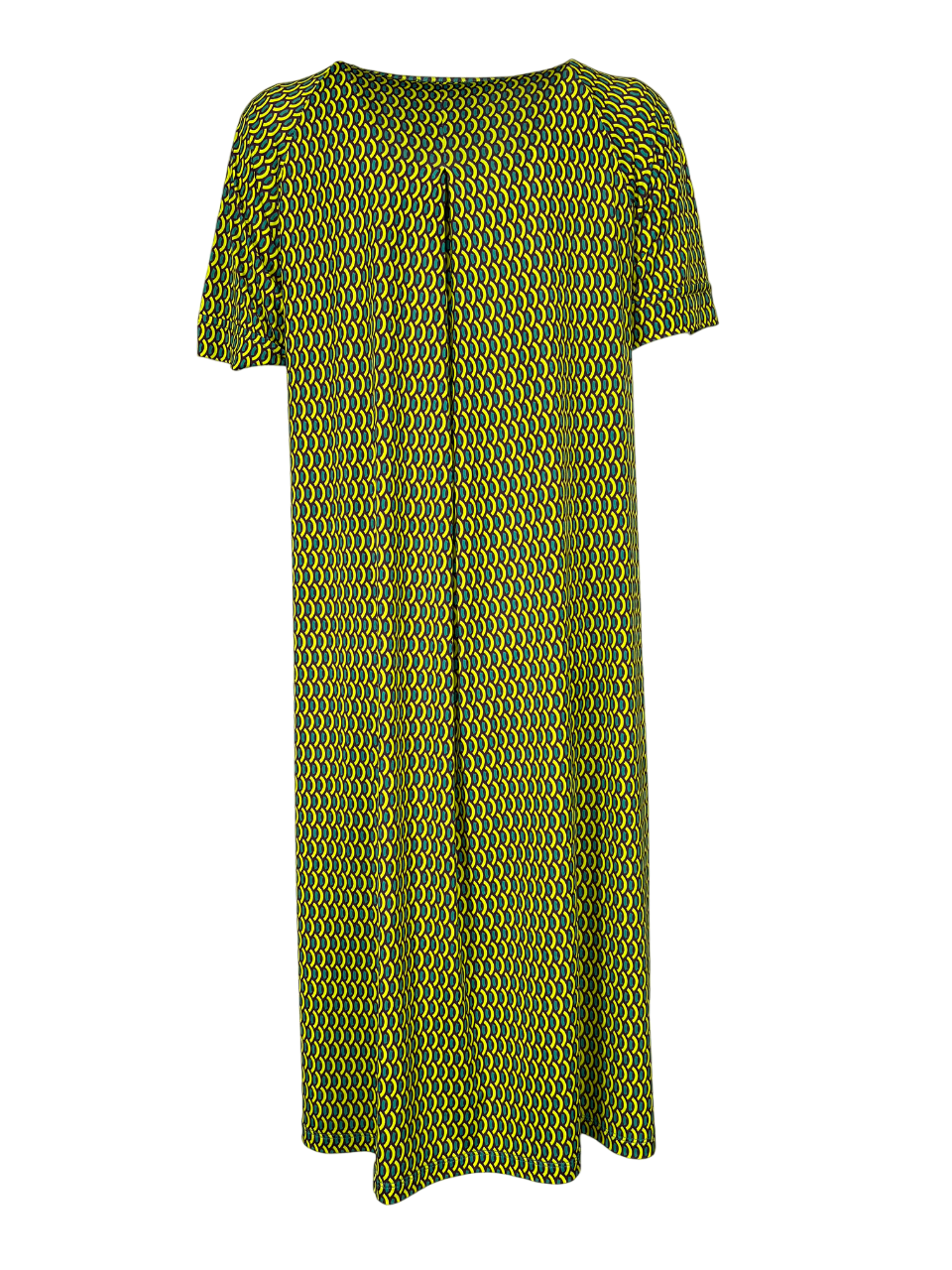 FEELING by JUSTMINE abito donna svasato fantasia marrone/giallo/verde E2736 6106 MADE IN ITALY