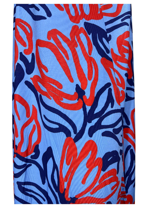 FEELING by JUSTMINE abito donna svasato azzurro/blu/rosso E2736 6102 MADE IN ITALY